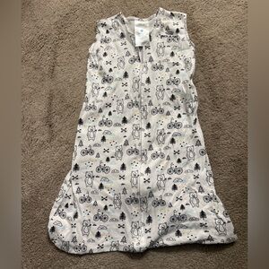 Halo Cozy White and Black Bear and Bicycle Print Sleep Sack